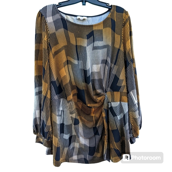 Long Sleeved, Cuffed Top. Size X. Brown/Black/White. Laura Plus - Picture 3 of 10